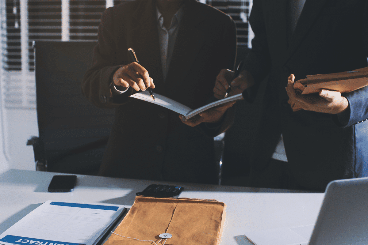 Two men consulting over legal matters